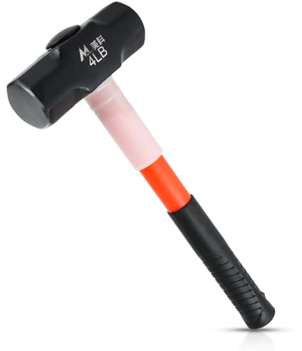 FVIEXE 1.8 kg Vorschlaghammer, 1.8 kg Bohr-/Risshammer mit geschmiedeter Stahlkonstruktion & Fiberglasgriff, stoßfest zum Schlagen, Ingenieurhammer für Bauernhof, Landwirtschaft, Hofarbeiten