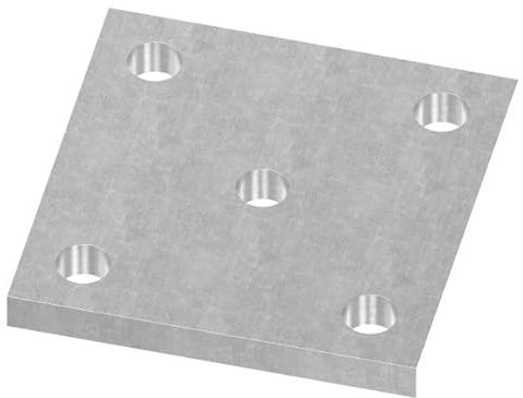 FeNau Plaque d'ancrage 100 x 100 x 10 mm avec 5 trous, en acier brut, plaque de fixation robuste pour les constructions et les montages