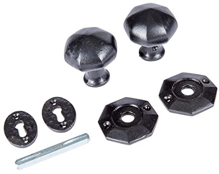 Hammer and Tongs - Octagonal Rim & Mortice Door Knob - W60mm - Black