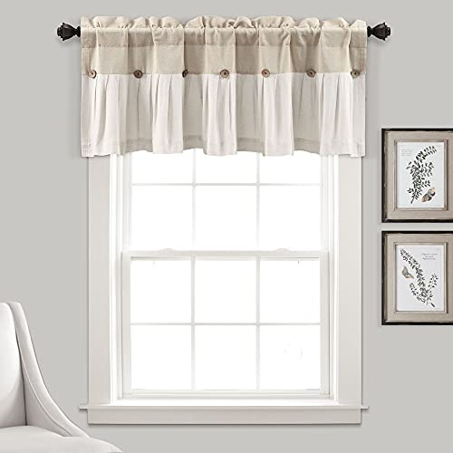 Lush Decor Cantonnière de Ferme à Boutons en Lin, 45,7 x 213,4 cm (L x l)