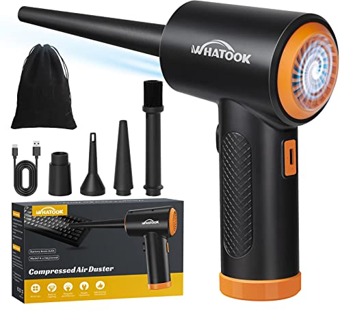 Elektrische Staubgebläse，3-Gang Compressed Air Duster 60000 U/min mit LED-Licht, Wiederaufladbar Druckluftspray PC Reinigungsset für Laptop,Tastatur,Auto,Bürogeräte, Sofa