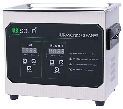 U.S. Solid 3L Limpiador ultrasónico, máquina de limpieza ultrasónica de acero inoxidable de 40 KHz con temporizador digital y calentador para uso industrial y de joyería, 80℃