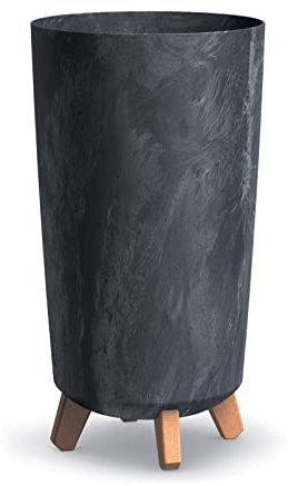 URBN GARDEN Tall Slim Anthracite Look Plastic Planter Flower Soil Pot Indoor Outdoor With Legs