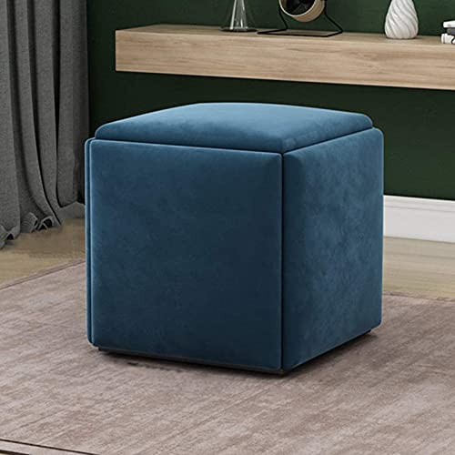 Canapé carré empilable – Tabouret ottoman gigogne 5 en 1, siège cube repose-pieds, pouf convertible pour salon, chambre à coucher, repose-pieds empilable, meuble polyvalent et élégant