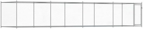 vidaXL Hundgård med dörr grå 8x2x1,5 cm galvaniserat stål