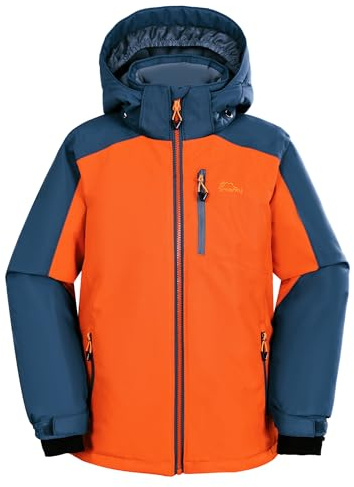 SMONTY SNOWER Giacca da neve per ragazzi con cappuccio rimovibile, giacca da sci, calore extra, cappotto invernale