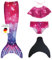 MYLILY | Meerjungfrauenflosse Kinder | Mermaid Tail | Monoflosse Mädchen | Flosse Meerjungfrau Mädchen | Set aus Flosse und Bikini | Pink Galaxy (1227128)