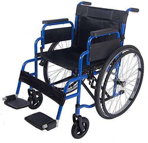 Panana All AID Wheelchair Foldable Self Propelled Lightweight Transit Travel Wheelchair (Blue, 24'' Wheel)