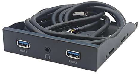 Hreyywo Panneau du Lecteur de Disquette USB3.2 Gen1 Audio HD-Audio Baie de Disquette de Bureau 3,5 Pouces 19 Broches vers 2 Ports USB-A et Prise Casque