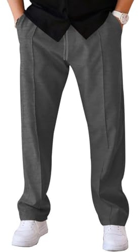 WINKEEY Pantaloni Uomo con Tasche Pantaloni Tuta Casual a Vita Elastica Moda Gamba Dritta