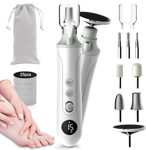 2-in-1 Professional Cordless Electric Nail Drill File&Callus Remover for Feet Hand Care-Wider Grinder for Dead Skin,Thick Nails,Acrylic Gel Nails,15 Speed,LED Display for Women Men Seniors Home Salon