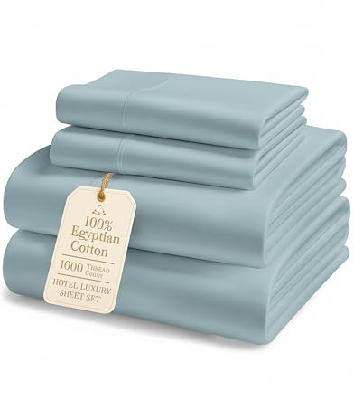 LANE LINEN 1000 Thread Count 100% Egyptian Cotton King Size Sheets – Silky Sateen Weave, Naturally Cooling & Durable, Ultra-Soft Luxury You Can Feel,15 Deep Pocket King Sheet Set – French Blue