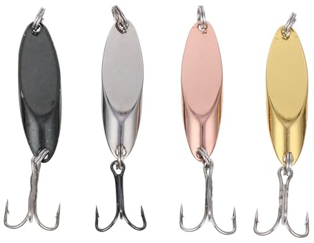 Veemoon Lot de 4 Cuillères de Pêche en Métal 4cm 7g Formes Intéressantes, Légères et Faciles à Transporter, Leurres pour Attirer Les Poissons en Eau Douce