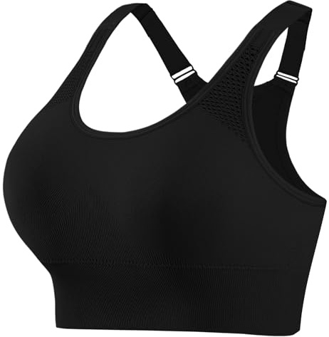 Aseniza Brassiere Sport Femme Soutien Gorge Maintien Fort Brassière sans Armatures Poitrine Amovibles avec Coussinets à Bretelles Larges Racerback pour Running Fitness S-XL