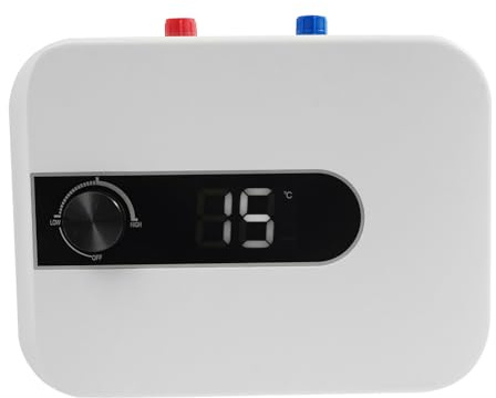 Scaldabagno istantaneo, 1500 W, 220 V, mini scaldabagno elettronico, 6 litri, conduzione rapida di calore in 6 minuti, scaldabagno da 30 a 65 °C, per montaggio in lavandini o lavandini