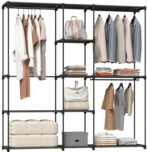 HOMCOM Portable Wardrobe Open Wardrobe 182 x 43 x 185cm Black