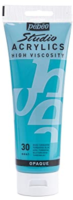 Pebeo Studio Acrylics High Viscosity, Fine Acrylic, 250 ml - Turquoise Blue