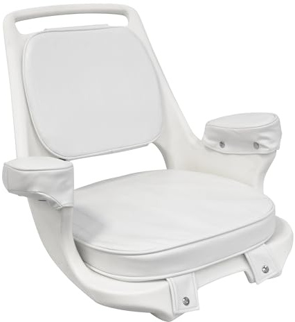 Wise 8WD1007-3-710 Captains Chair with Cushions and Mounting Plate, White