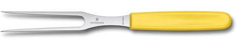 Victorinox Swiss Classic, Profi Tranchiergabel, Extra Scharfe Klinge, 15 cm, Robuster Kunststoffgriff, Rostfreier Stahl, gelb