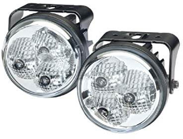 HELLA 2PT 009 599-811 LED-Tagfahrleuchtensatz - 90mm - 24/12V - rund - Anbau - Lichtscheibenfarbe: glasklar - Fahrzeugfront/Fahrzeugfront