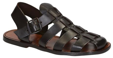 Handgjorda herrsandaler i vintage cuirläder tillverkade i Italien