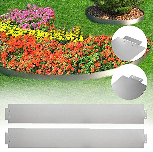 Aufun Bordatura da Giardino in metallo, 5 m x 15 cm, per prati e aiuole, 5 pezzi, 100 cm x 15 cm (lunghezza x altezza), Bordo Giardin Flessibile, Prato in Acciaio galvanizzato