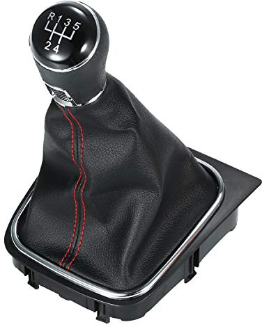 Carrfan - Funda y pomo de la palanca de cambios de repuesto, pomo de palanca de cambios de 5 velocidades para VW Golf 5 6, diámetro del orificio 110 mm
