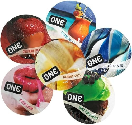 ONE Flavor Waves, Premium Flavored Lubricated Latex Condoms with Silver Pocket Case-24 Count