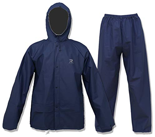 Ultra-Lite Rain Coat with Pants for Men Women Waterproof Rain Suit for All Sports(Navy,XXL)