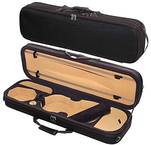 MI&VI NF-5003 Super Lightweight 3.6lb Sturdy Violin Travel Case 4/4 (Full Size) With Reflective Safety Strips | Hygrometer | Adjustable Shoulder Straps | Hard-Shell | High-Density Foam - MIVI Music