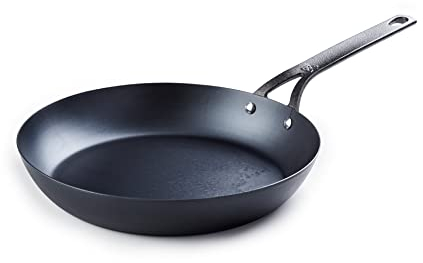 BK Black Steel Padella Pre-Stagionata in Acciaio al Carbonio da 30 cm, Compatibile con Induzione, Forno e Arrosto fino a 350°C, Durevole e Professionale, Nero
