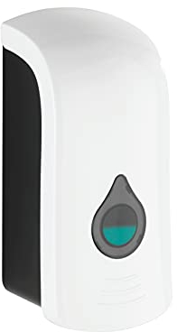 WENKO Distributeur de Savon Mural Ranera L | Distributeur de désinfectant 740 ML en Plastique Blanc pour Salle de Bain et Douche | Dimensions (l x h x p) 10,5 x 24,5 x 10,5 cm | Blanc