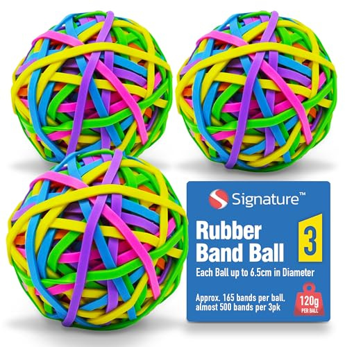 SOL 3pk Large Elastic Band Balls - 500 Plus Coloured Rubber Bands