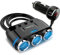 Retoo Adattatore per caricabatteria da auto a 3 scomparti e 2 prese USB, distributore accendisigari da auto a 3 scomparti, sdoppiatore multipresa a LED, caricatore per cellulare da auto