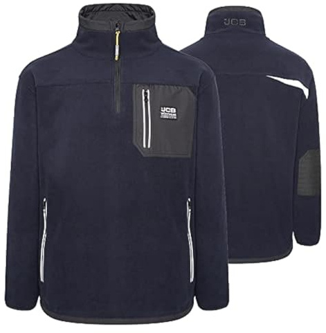 JCB - Trade Heavyweight 1/4 Zip Fleece, XX-Large - Made with 100% Polyester Polar Fleece - Men's Jumpers - Cordura Fabric Elbow Patches - Mens Clothes - 320gsm - Black