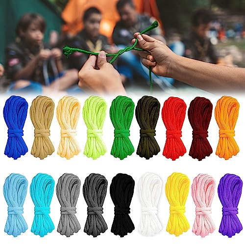 18 Rollen 3 m Paracord Schnur Set,18 Farben 550 Paracord Multifunktional Paracord Seile für Kinder Erwachsene, Outdoor Survival Schnur Paracord Bänder Set für DIY Armbänder Schlüsselanhänger