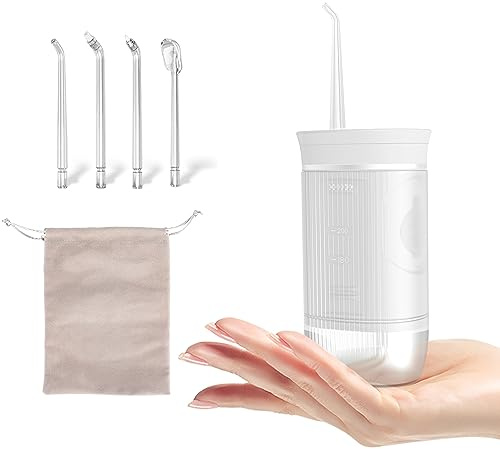 Munddusche Kabellos - Munddusche Testsieger Water Flosser for Teeth 3 Modi & 4 Düsen, IPX7 Wasserdicht Zahnzwischenraumreiniger, USB Wiederaufladbar Mundduschen für Reise und Homful