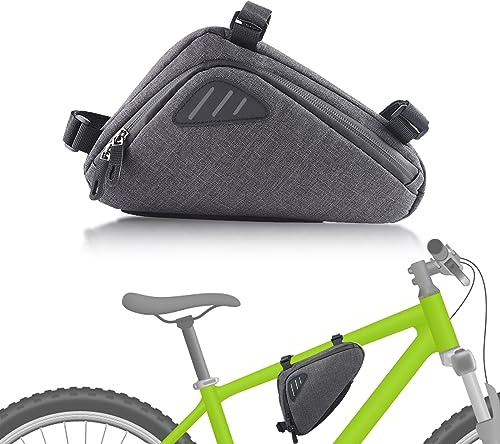 SNSYGN Bike Frame Bag, Waterproof Bicycle Triangle Frame Bags Detachable Top Tube Bag Large Capacity Bike Accessories for MTB, Road Bikes (Gray)