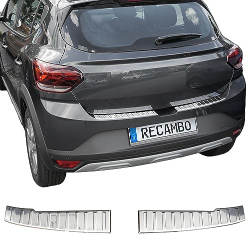 Recambo | Protector de Parachoques trasero | Compatible con Dacia Sandero III | DJF | a partir de 2021 | Acero Inoxidable Cromado | Protección borde de carga