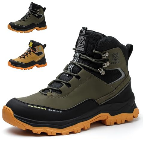 ZZBIQS Steel Toe Cap Work Boots for Men, Military Protective Safety Shoes,Comfy Work Industrial Work Boots Puncture Proof Construction Footwear (Blk/Army, UK10)