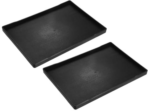 QUARKZMAN 2 Piezas Bandeja de Servicio Pequeña Negra Mini Bandeja 9 x 13 Bandejas Rectangulares de Plástico Decorativas de Madera para Desayuno Cocina Baño
