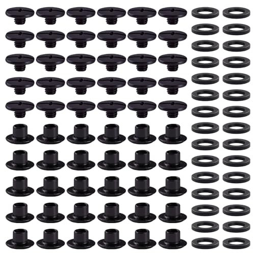 YIXISI 30 Juegos M5x4mm Juego de Tornillos Chicago, Remaches Cuero, Tornillos de Encuadernación de Libros, para Decoración de Cuero, Negro Pistola