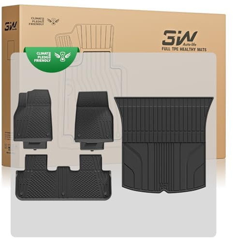 3W Alfombrillas de Coche para Tesla Model Y 2025 2026 Juniper,Incluyendo Alfombrilla de Maletero en Material Thorex™ Premium, Aptas para Todas las Estaciones, Antideslizantes e Impermeables,Accesorios