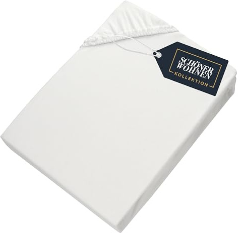 SCHÖNER WOHNEN Spannbettlaken 90x200cm Weiß bis 100x200cm - Luxus Spannbetttuch aus Jersey-Baumwolle Öko-Tex Bed Sheets - für Matratzen bis 30 cm Steg hoch & Boxspringbett – Bettlaken Kinder
