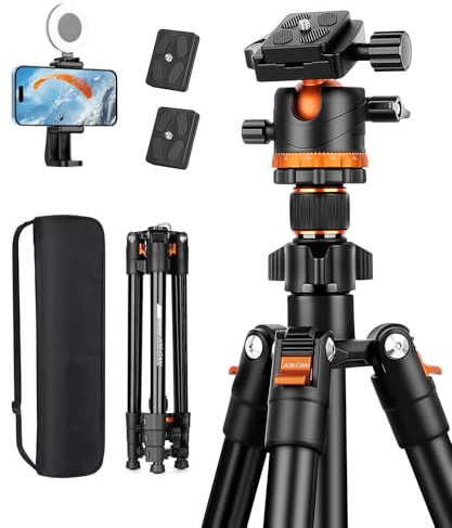 JOILCAN Trépied Appareil Photo pour Smartphone, 168CM Robuste et Stable Trépied Caméra en Aluminium avec Rotule Boule 360° pour Canon Nikon Sony DSLR, Vidéo, Léger Trepied pour iPhone, 8kg Charge Max
