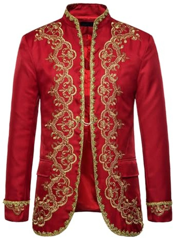 Costume Cour Homme Smoking Doré Cérémonie Mariage Scénique Élégant Style Royal Vintage Soirée Gala Accessoires Complet Veste Pantalon Chemise Cravate Cérémonial