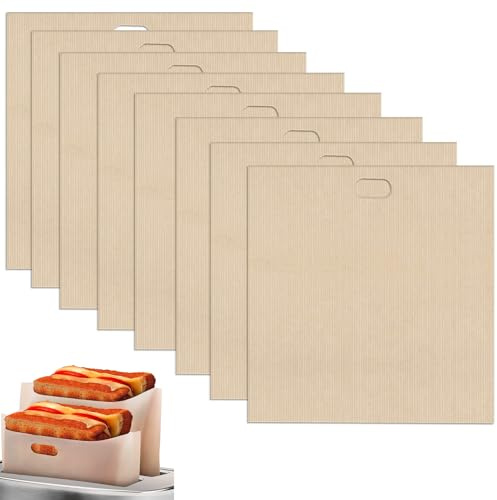 Arvoni 8 Pcs Toastie Bags for Toaster, Toaster Bags Reusable Nonstick, 17x19 cm BPA Free Heat-Resistant, Sandwich Toaster Bags for Toaster, Microwave and Grill, for Grilled Cheese, Pizza, Panini