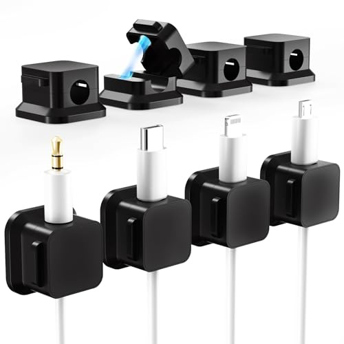 [8 Piezas] Clip de Cable organizador cables Magnético, Sujeta Cables Adhesivo Soporte Cables Gestión para Mesa Escritorio, Mesitas de Noche,Cables de Carga,HDMI,USB, Audio, PC, Ratón, Hogar, Oficina