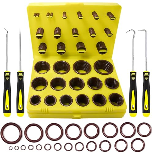 KEZE 382 delar 30 storlekar SAE Viton O-ringssortiment för flyg, bilmotorer, cylindrar, hydraulik, sanitet, olika industrier med 4st pick- och kroksatser