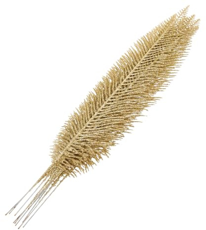 TOYZFRIENDY 10 Piezas Decoración de la decoración de Oro Hojas perennes Decorations selecciones de Navidad Follaje Ramas de Brillo Hoja navideña con Brillo Falso el plastico Dorado